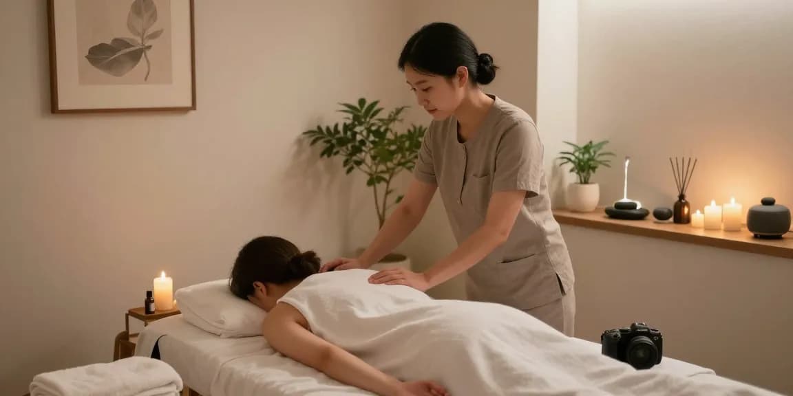 Experience the soothing 강동구출장안마 in a tranquil massage room filled with calming elements.