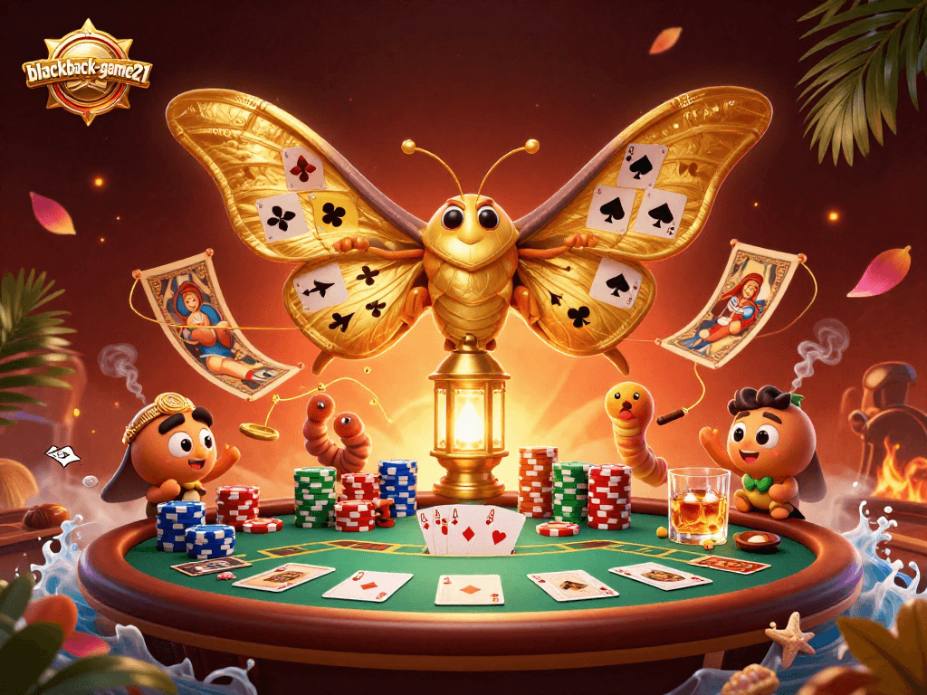 Join the excitement with blackjack-game21 at this vibrant casino scene featuring thematic characters and elements.