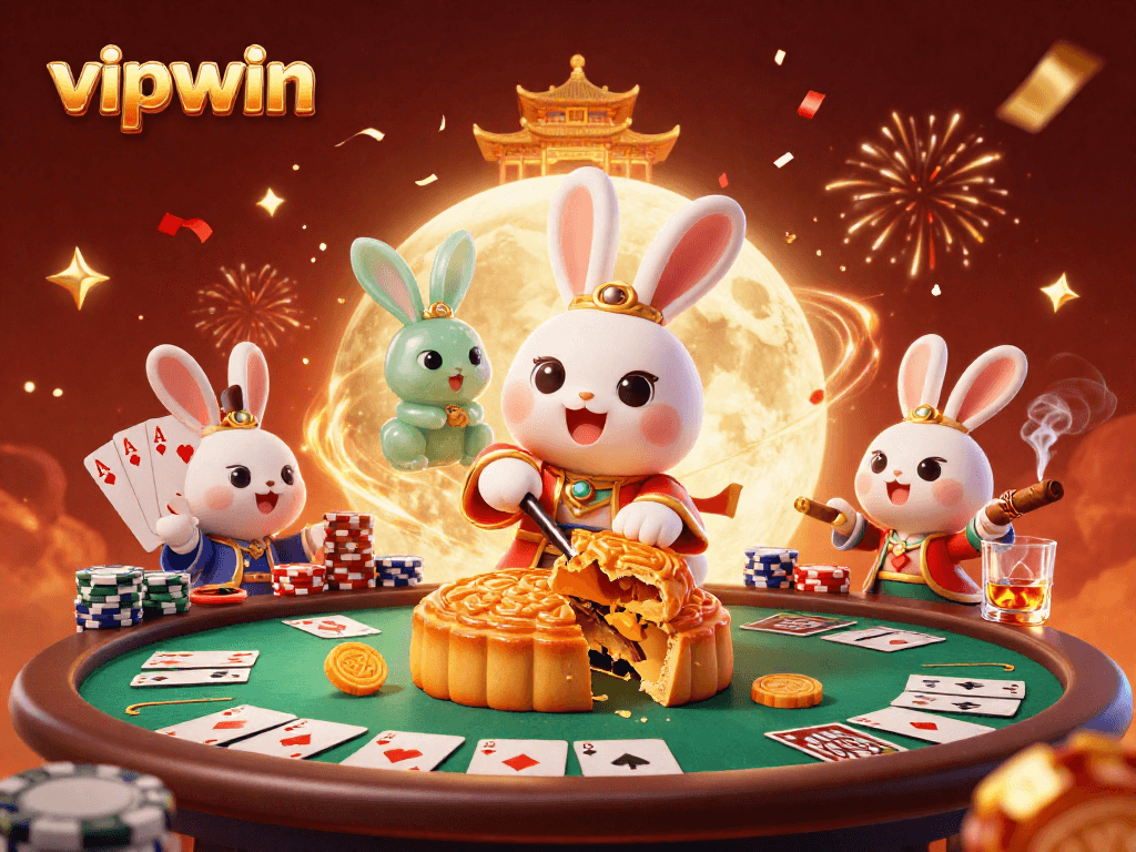 Experience high-stakes gaming with vipwin at an enchanting casino-themed moon celebration.