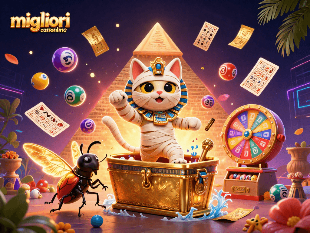 I migliori casinò online esplodono di azione con una mummia egizia e un scarabeo, tra palline della lotteria e giochi scintillanti.