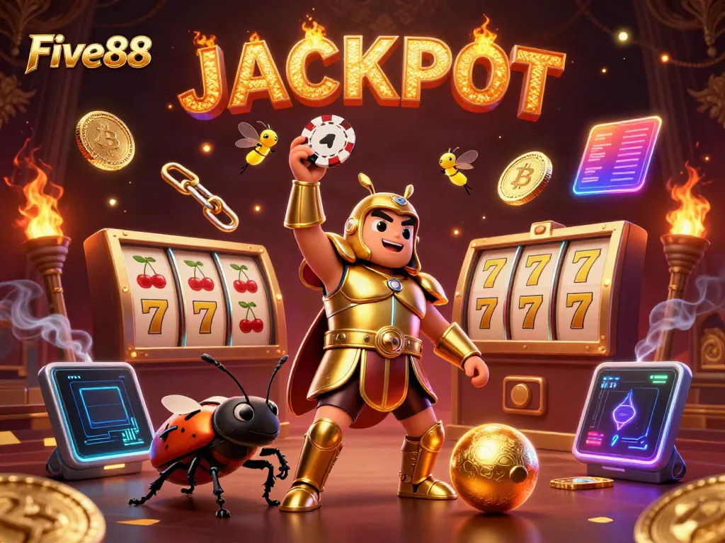 Five88 engages players with dynamic jackpot excitement in a vibrant casino scene.