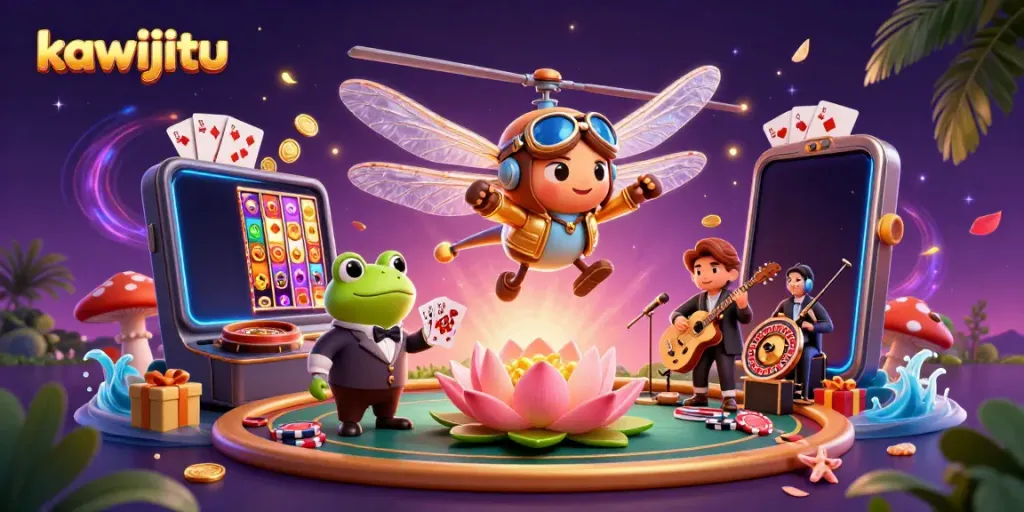 Engage with thrilling gameplay in kawijitu's vibrant casino scene featuring lively characters.