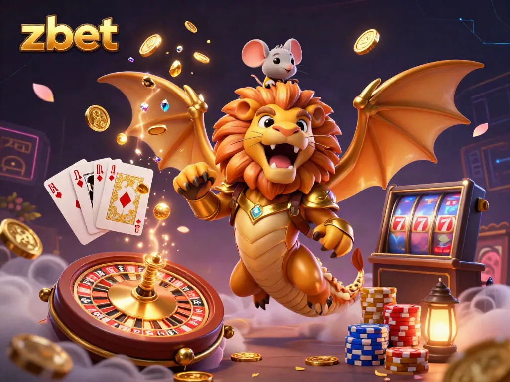Join the triumph of zbet with a roaring chimera and dazzling casino elements in a vibrant atmosphere.