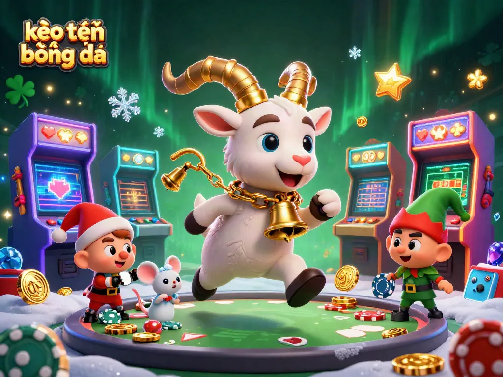 Cược kèo trực tuyến bóng đá với cảnh casino sinh động có nhân vật vui nhộn và máy chơi game