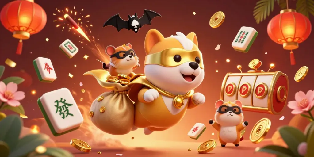 Experience the excitement of five88bet as a superhero dog flies with treasures in the casino excitement.