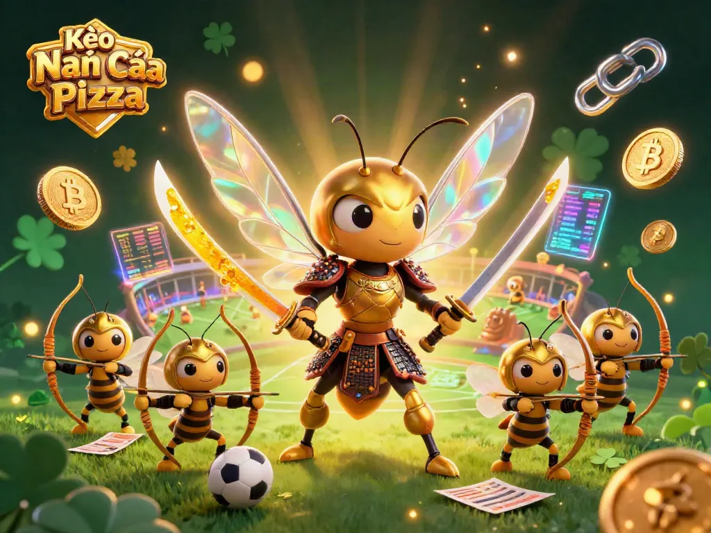 Kèo Nhà Cái Pizza showcases a dynamic beat between a giant hornet and bee archers highlighting sports betting elements.