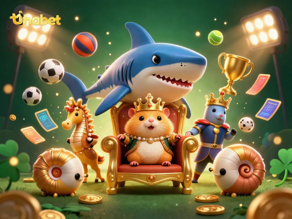 Experience the thrill of thabet with a dynamic casino scene featuring a fierce hamster king and sports elements.