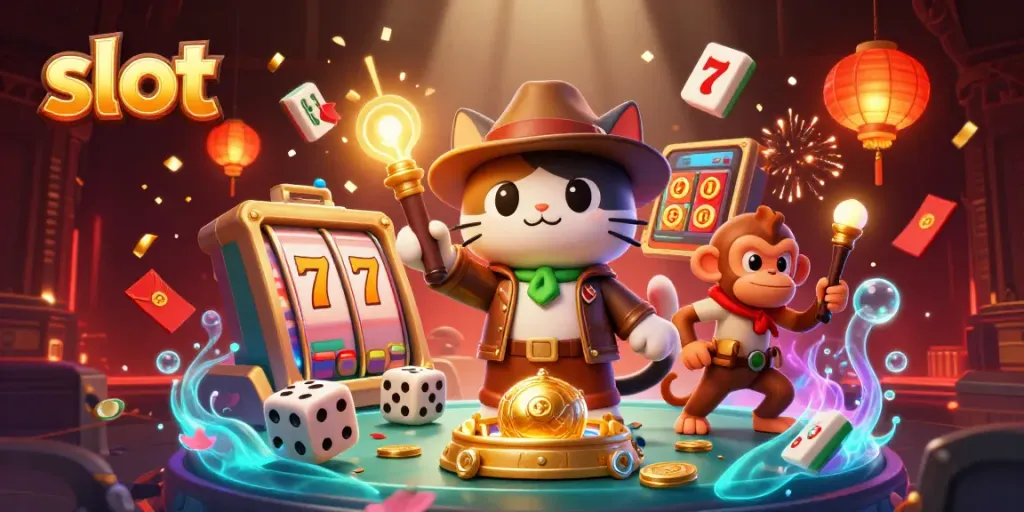 Experience thrilling slot gameplay with a cartoon archaeologist cat discovering treasures in a captivating temple scene.