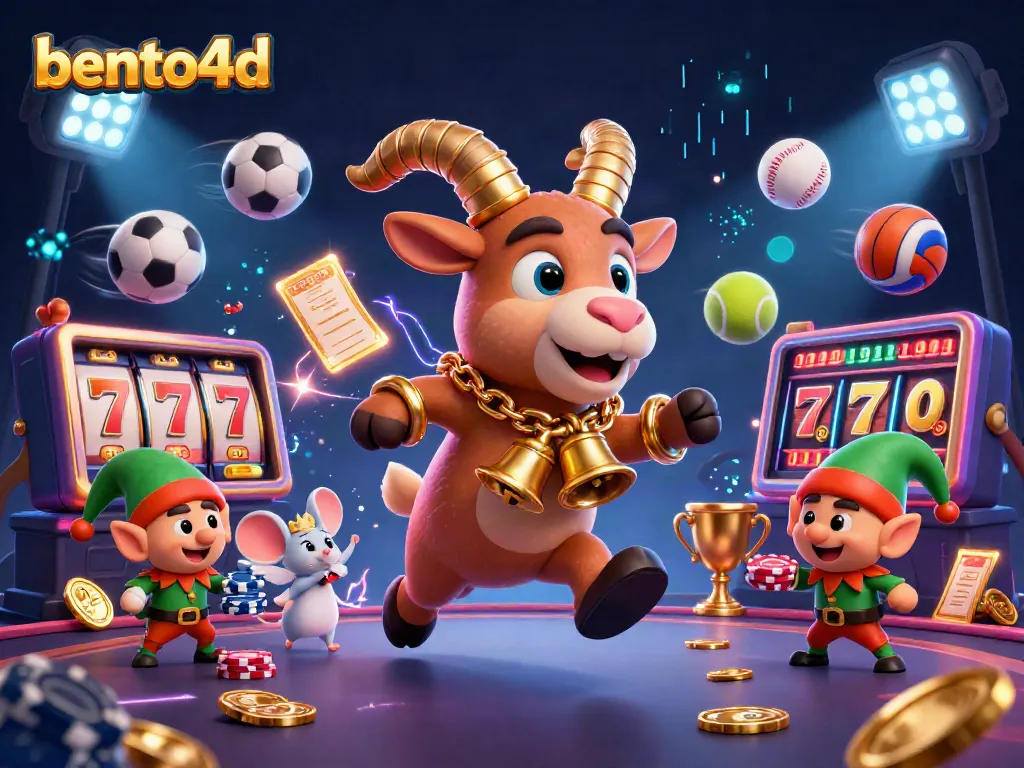 Bento4d showcases a lively holiday-horror casino scene featuring characters amidst dynamic gambling elements.