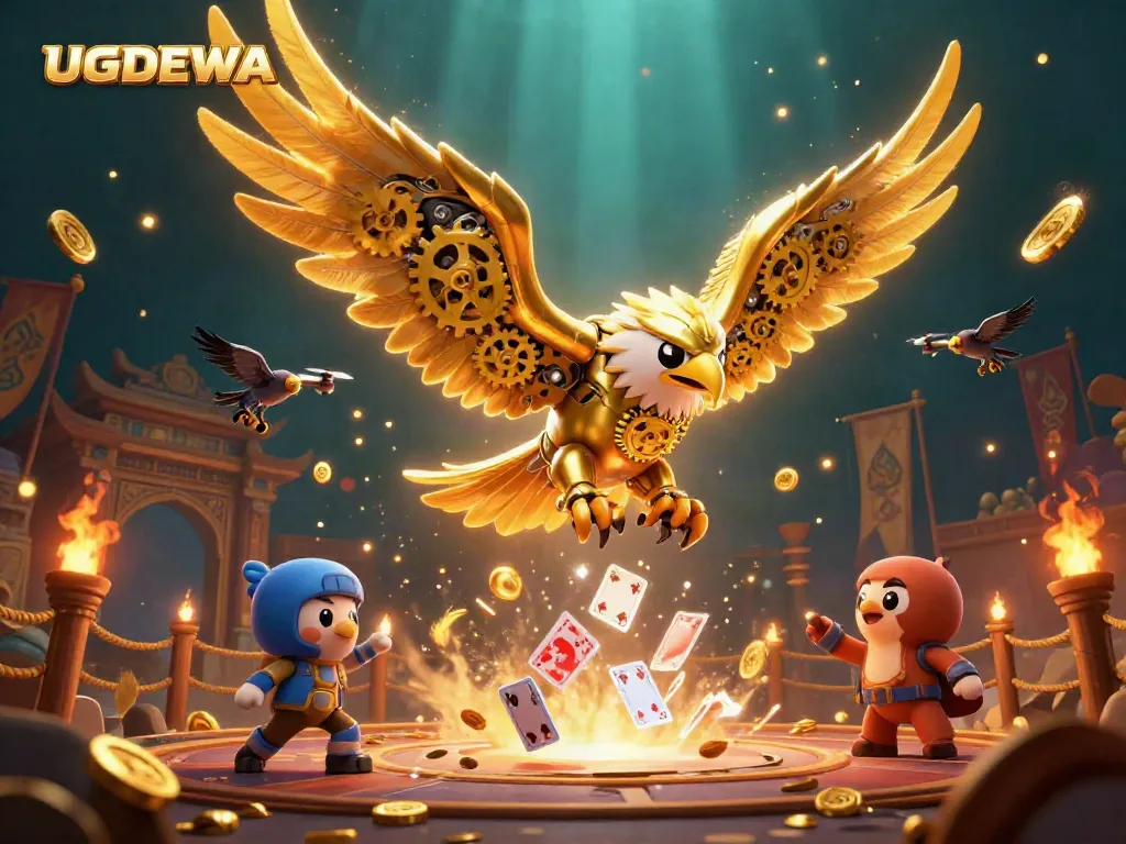 Engage with UGDEWA's exciting casino experience, featuring dynamic 3D artistic elements of gaming.