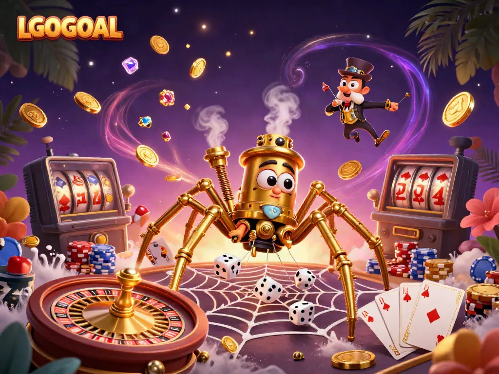 Experience the thrill of gaming with LGOGOAL's vibrant 3D casino action scene, showcasing energy and excitement.