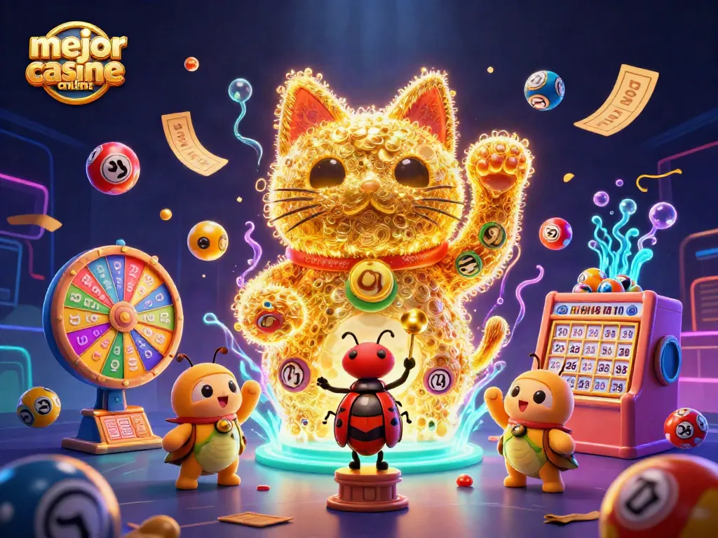 Sumérgete en el mejor casino online mientras la suerte brilla con un gato afortunado en acción.