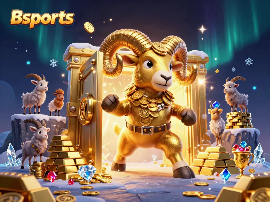 Experience thrilling gameplay at Bsports with an exciting scene featuring a golden ram charging through wealth and fortune.