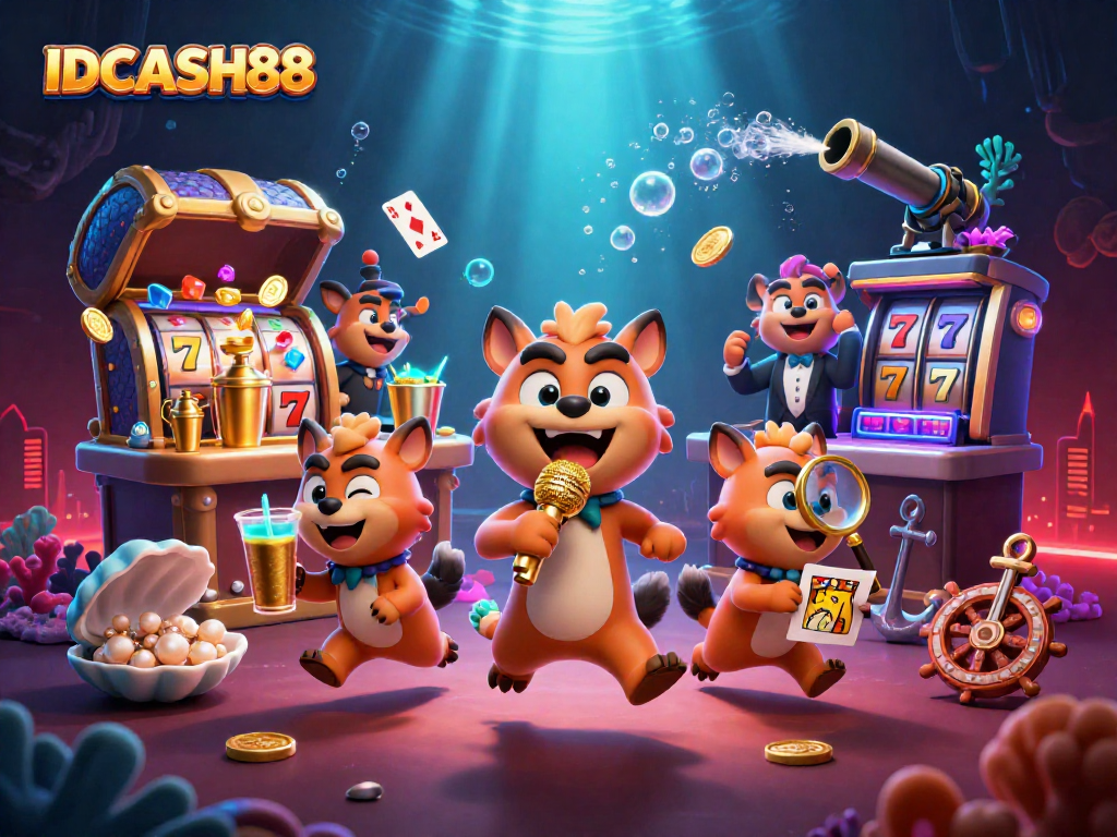 Join the fun at IDCASH88 as hyenas run a lively casino scene full of gaming excitement!