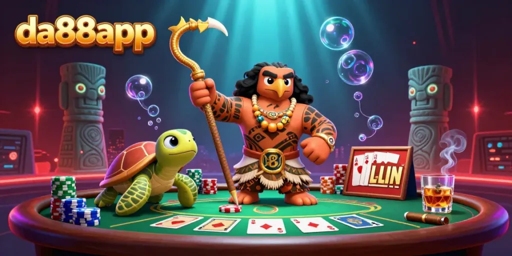 Join the exciting gameplay at da88app with vibrant poker elements and colorful characters.