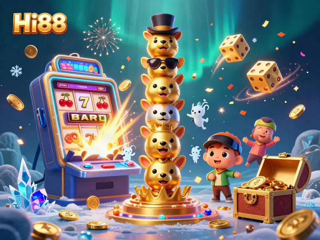 Experience exciting gaming adventures at Hi88 with dynamic slot machines and unique totem characters.