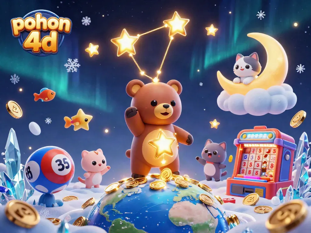 Experience the thrill of lottery games with pohon 4d as characters scoop up coins amid vibrant game elements.