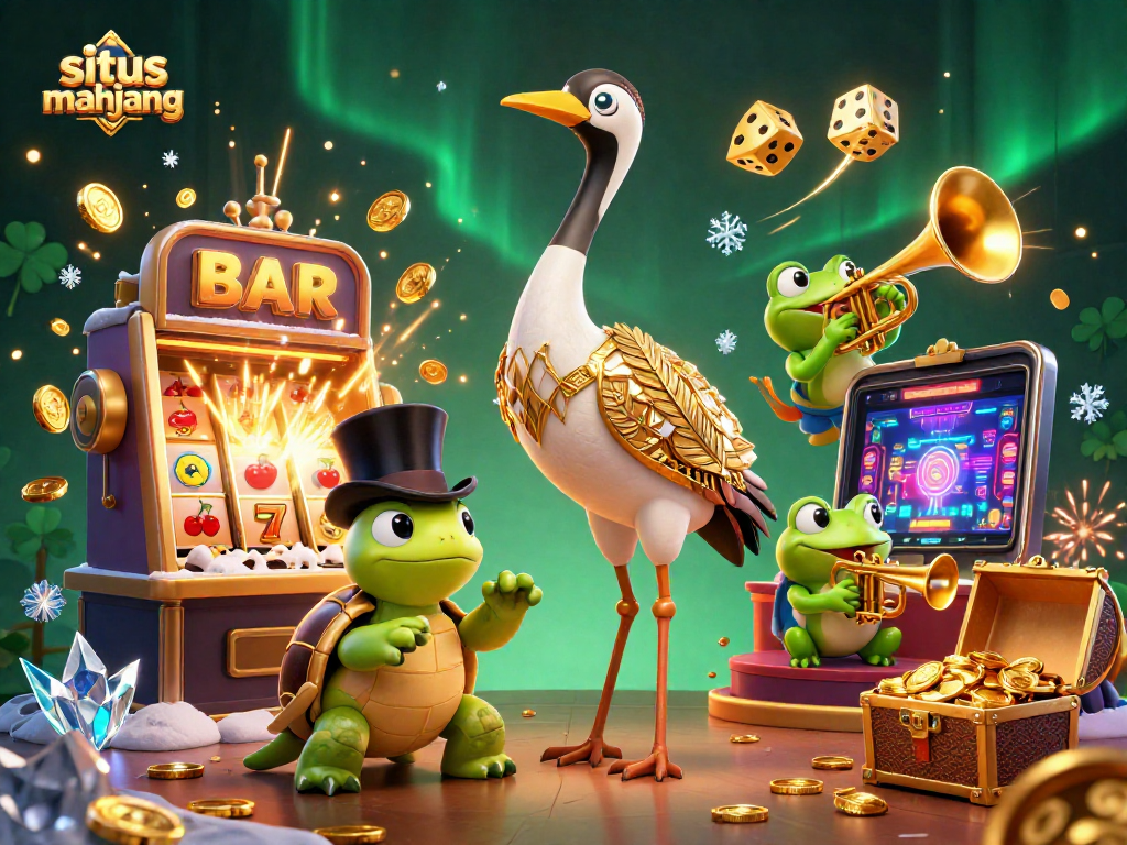 Experience the excitement of situs mahjong with our vibrant casino-themed illustration, showcasing lively characters and dynamic elements.