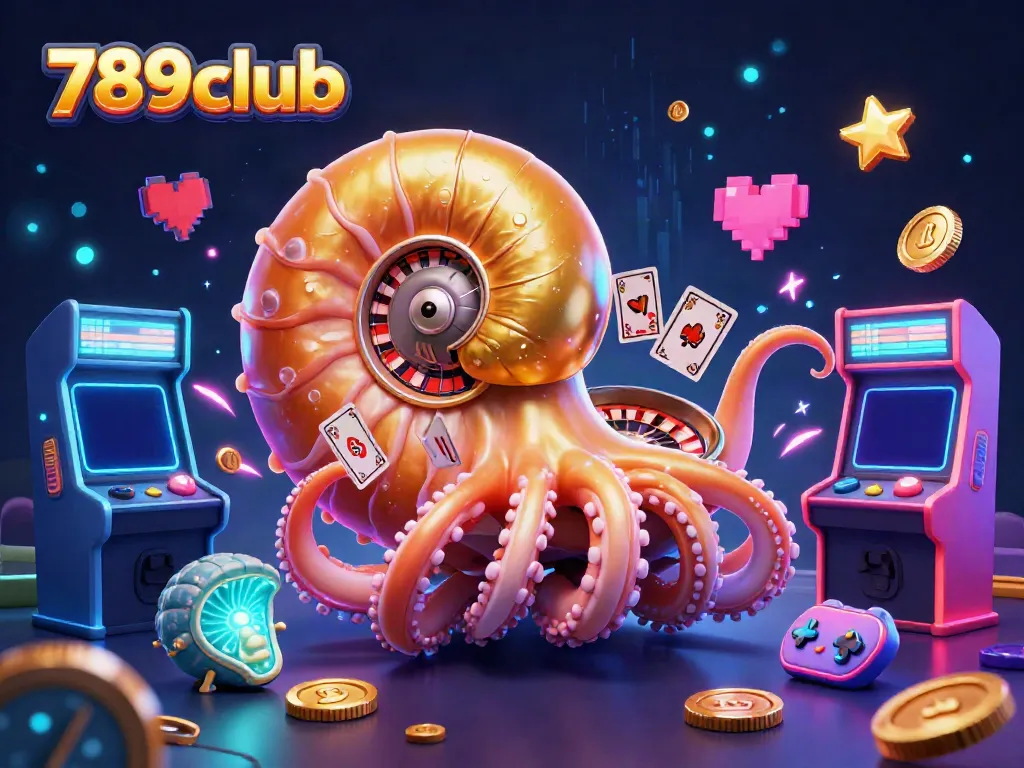 Experience thrilling gameplay with 789club in a vibrant 3D casino scene featuring giant nautilus and glowing game machines.
