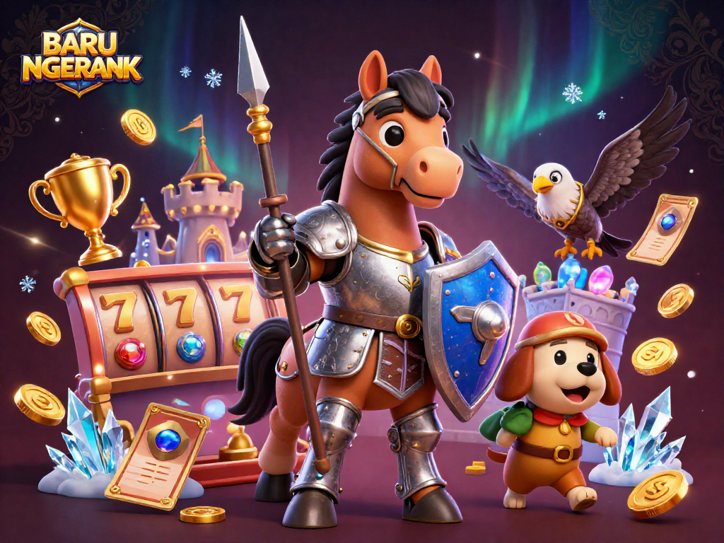 Experience the thrill of gaming with BARU NGERANK, showcasing slot reels and dynamic elements in vibrant detail.