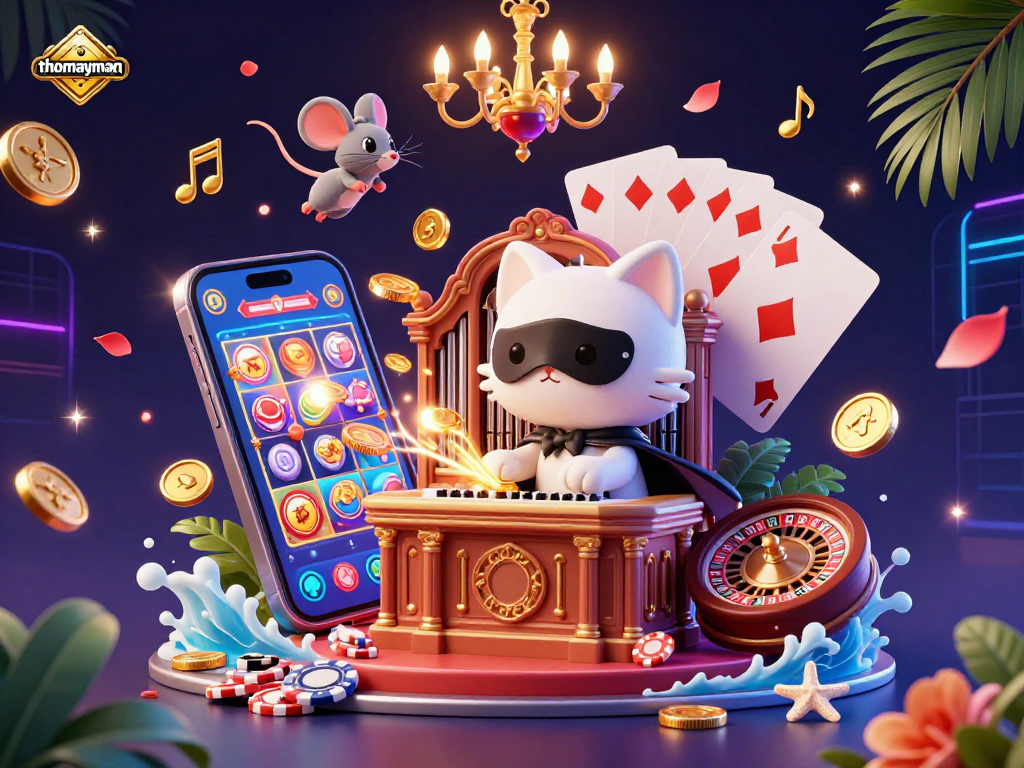 Experience thrilling slot action with thomayman as the phantom cat and friends light up the casino scene.