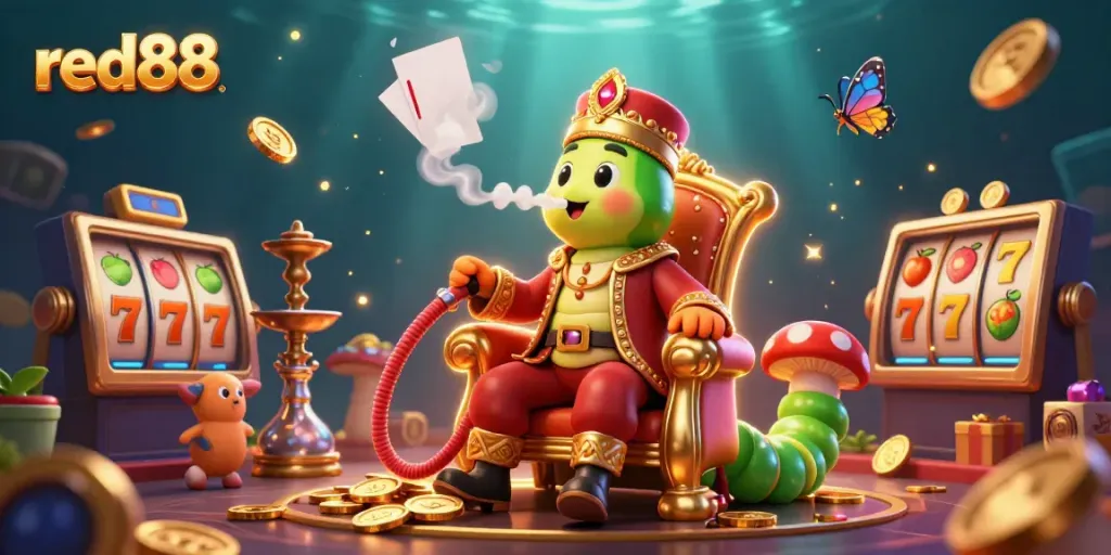Engage with red88's thrilling slot atmosphere featuring a vibrant caterpillar and magical elements.