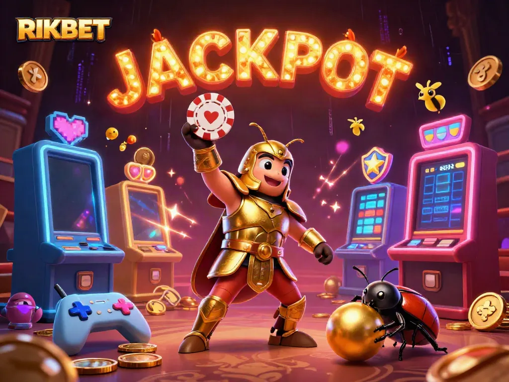 Experience the excitement of RIKBET with this dynamic 3D casino illustration showcasing winning moments.