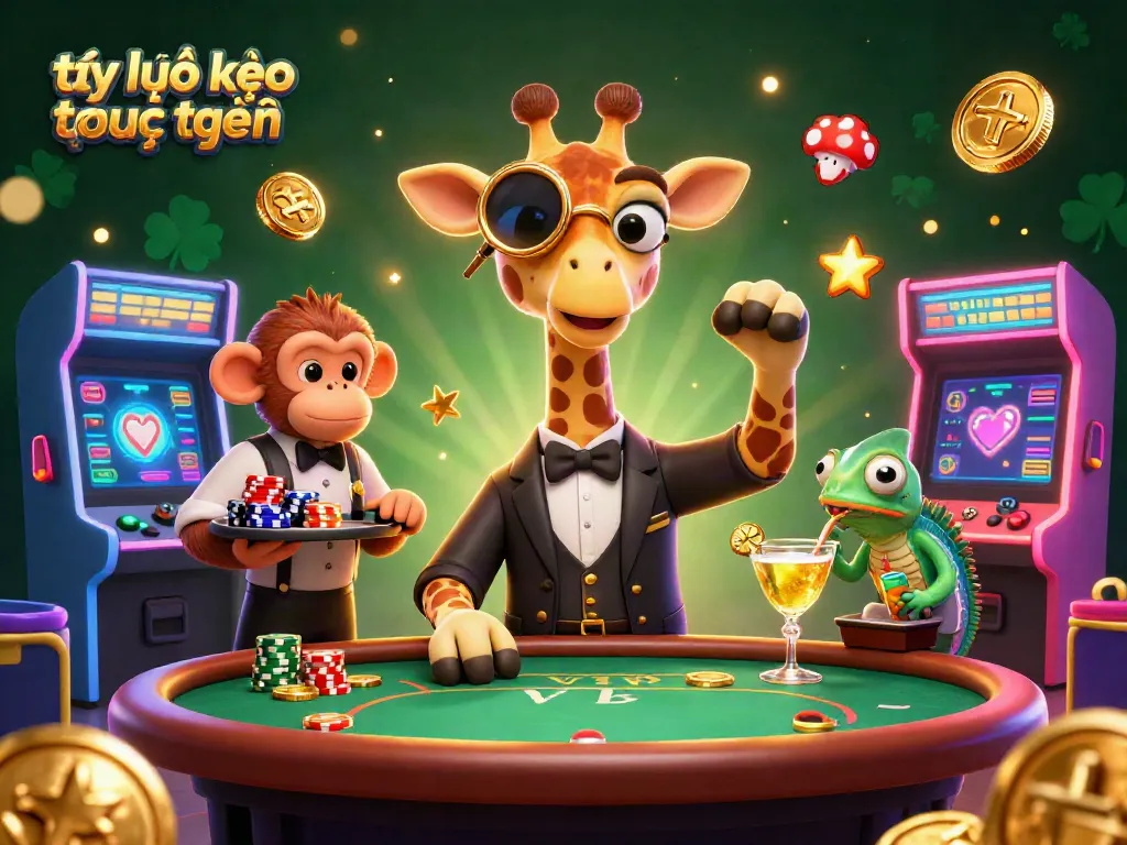 Experience the excitement of tỷ lệ kèo trực tuyến with engaging casino characters and vibrant game elements.