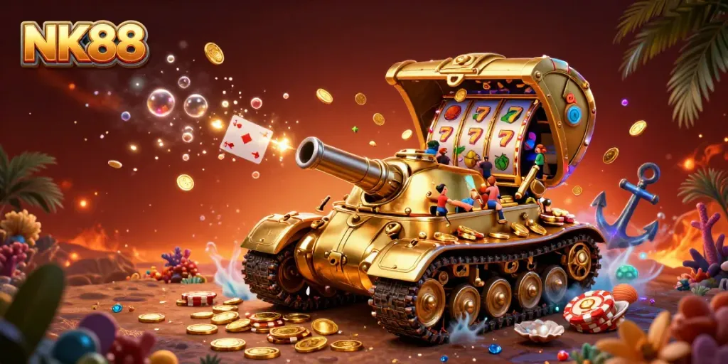 Win big at NK88 with a vibrant, immersive casino experience featuring slots and colorful gems.