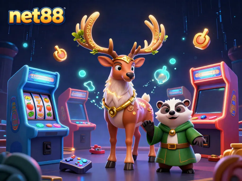Experience winning excitement with net88 in this 3D illustration featuring druid symbols and casino elements.