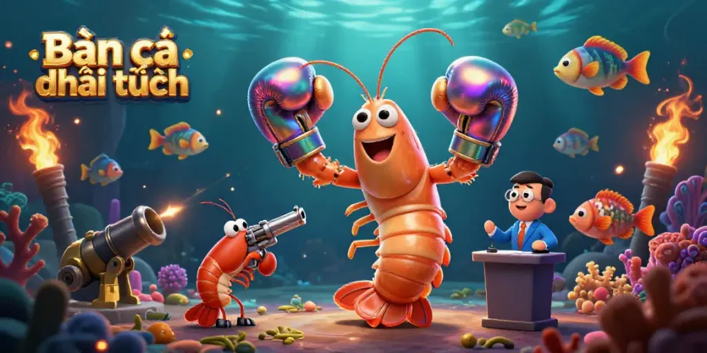 Engage in Bắn cá đổi thưởng with vibrant sea creatures and dynamic game elements in a stunning underwater scene.