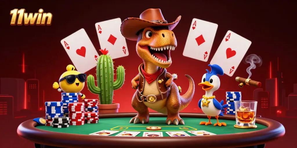 Engage with exciting poker gameplay and dinosaur companions at 11win online casino.