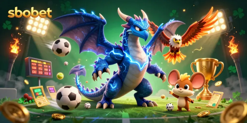 Engage in sbobet sports betting with an exciting 3D illustration featuring dynamic characters and elements.