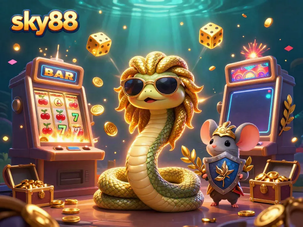 Experience thrilling jackpots and casino games with sky88's vibrant characters and dynamic gaming elements.