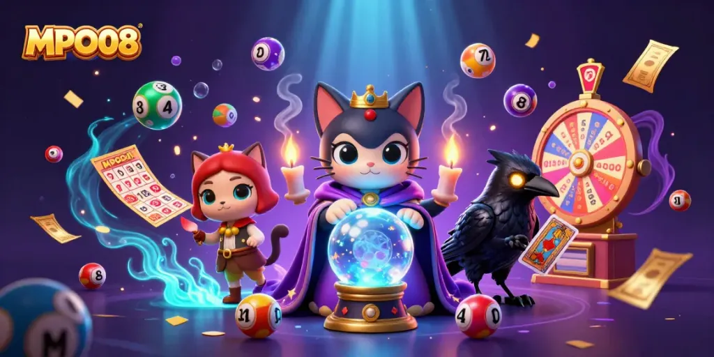 Engage in MPO08 gaming excitement with mystical elements and vibrant illustrations.