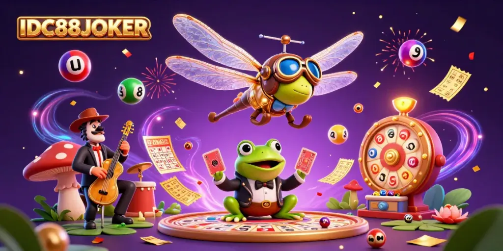 Experience the thrilling excitement of IDC88JOKER with vibrant casino games and animated characters.