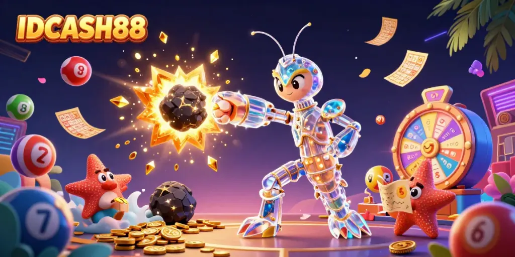 Engage with IDCASH88's vibrant gaming universe featuring galactic characters and exciting elements.