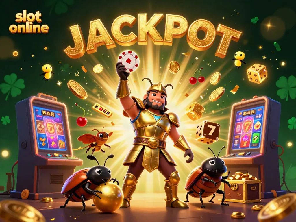Experience the excitement of slot online with vibrant 3D characters celebrating a jackpot amidst vivid casino elements.