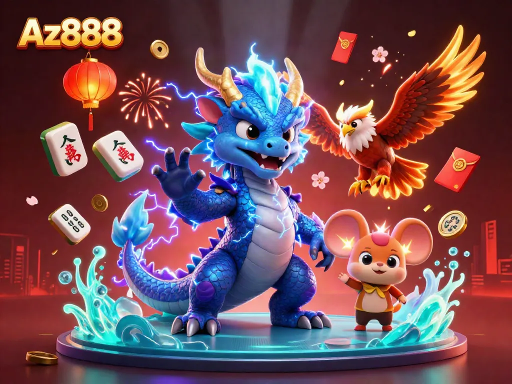 Experience thrilling action at Az888 with electric characters and vibrant casino elements.