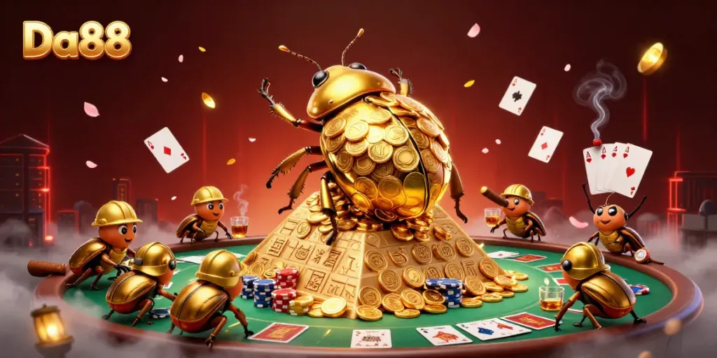 Experience the thrill of luck with Da88's golden casino scene showcasing epic wins and vibrant gameplay.