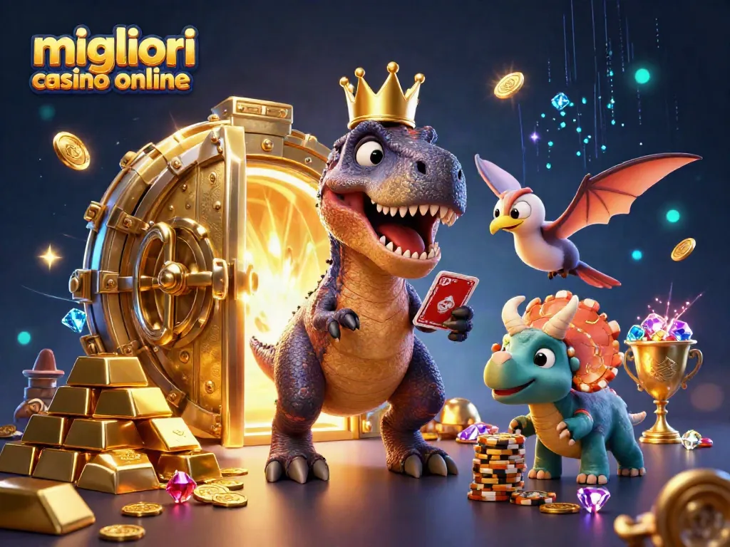 I migliori casino online offrono un'illustrazione 3D straordinaria, mostrando T-Rex e pterodattili tra le ricchezze del gioco.