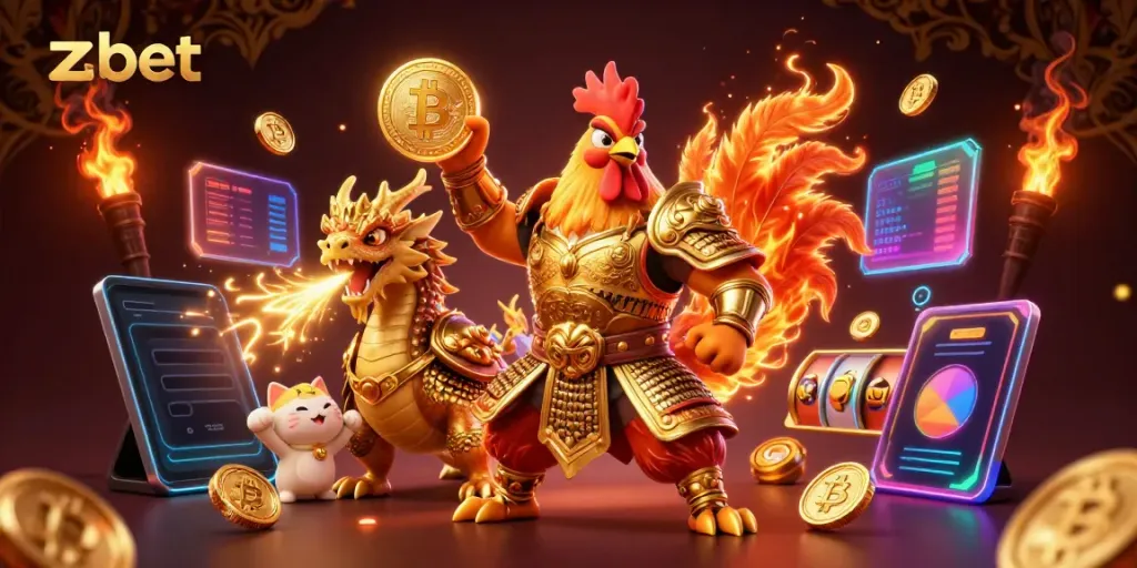 Experience thrilling winnings at zbet with cartoon characters celebrating in a vibrant casino scene.