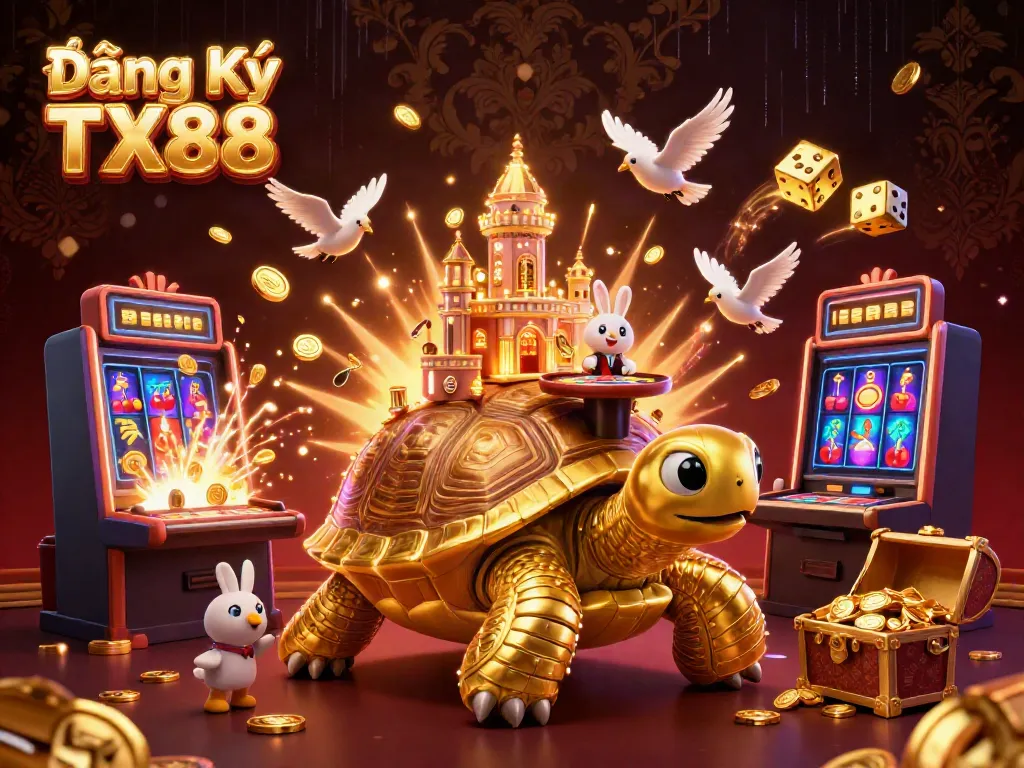 Experience vivid gaming with Đăng Ký TX88's dynamic casino scene featuring captivating characters and rich slot elements.