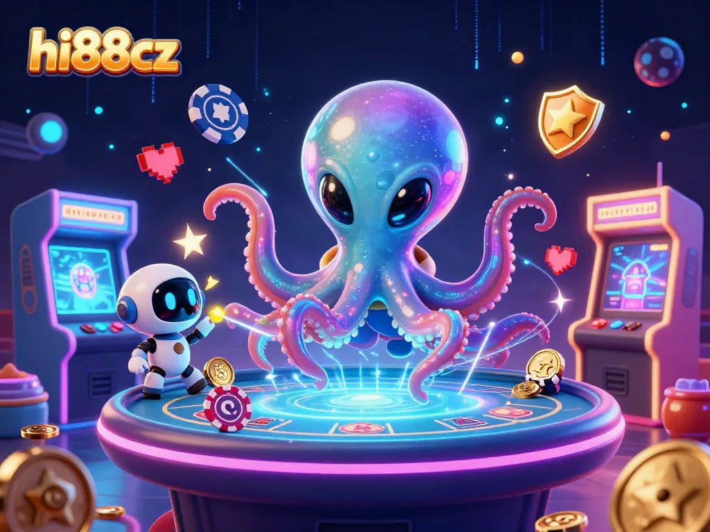 Engage in epic poker battles with hi88cz's vibrant alien characters and dynamic gaming elements.