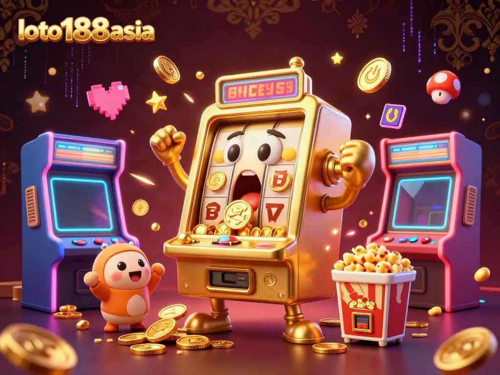 Experience thrilling wins at loto188asia with a lively slot machine scene celebrating big jackpots!