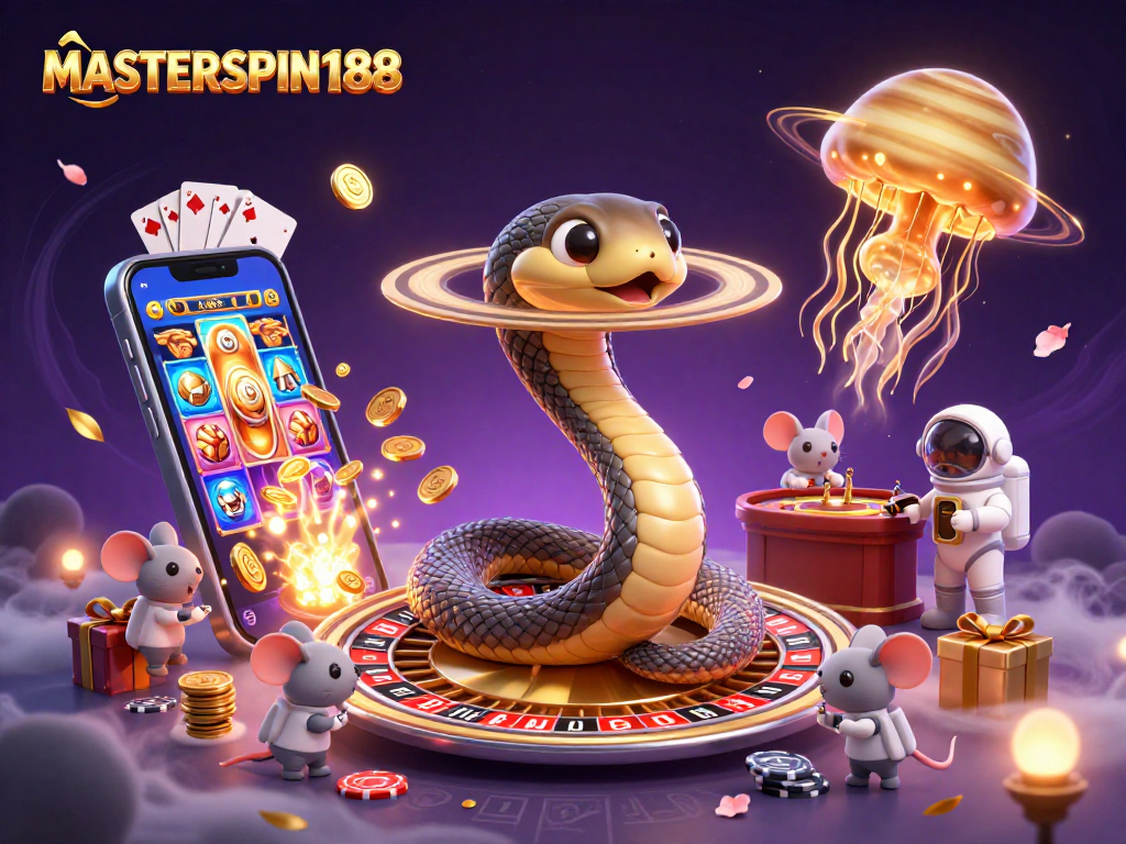 Experience thrilling gameplay with MASTERSPIN188 amidst a vibrant casino scene.