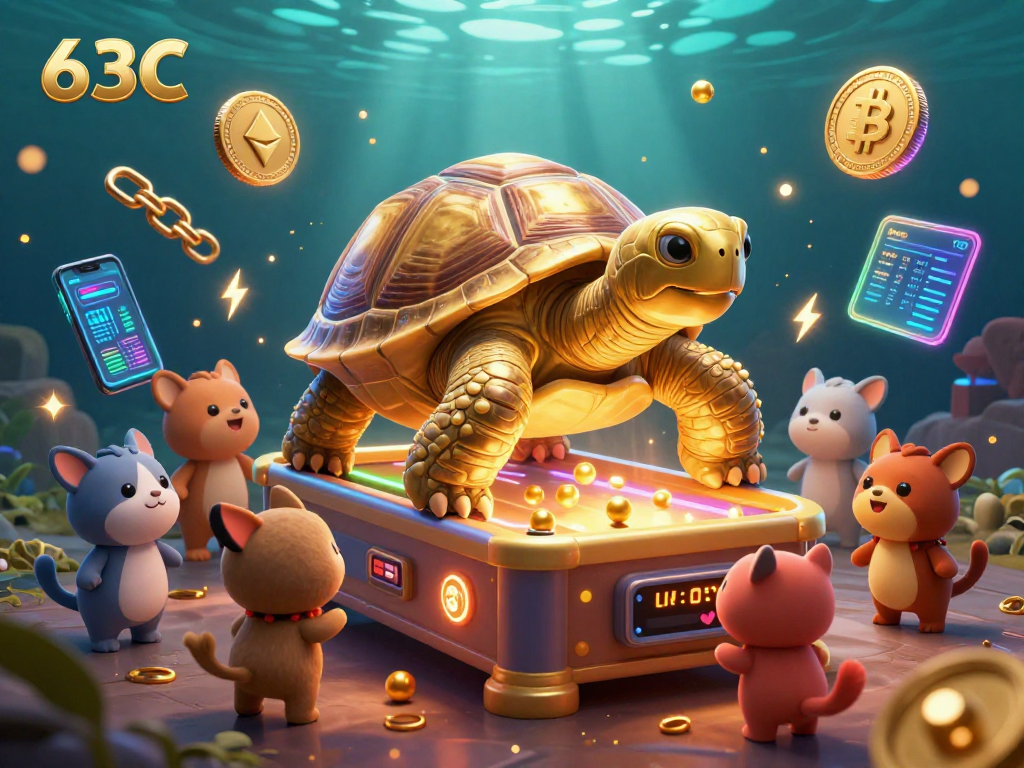 Atraia a sorte no cassino 63C com a divertida cena de um tortuga de ouro jogando pinball.
