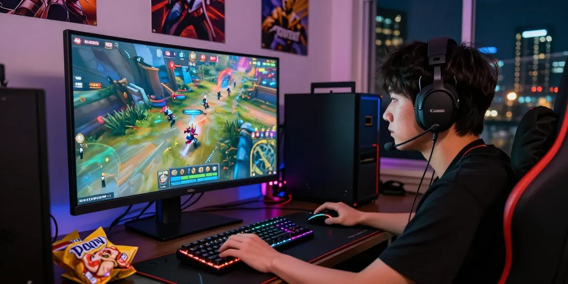 Player immersed in rokok88 online gaming challenges with vibrant graphics and ambient lighting.