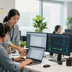 Proactive business IT support londor team collaborating in modern office environment.