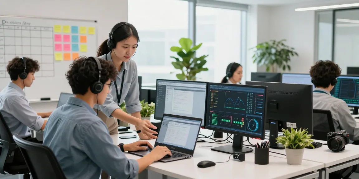 Proactive business IT support londor team collaborating in modern office environment.